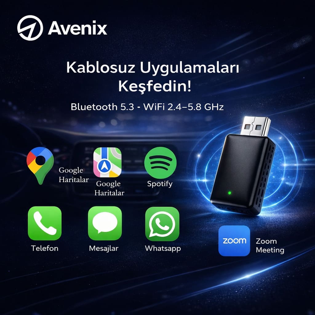Kablosuz CarPlay & Android Auto Adaptörü