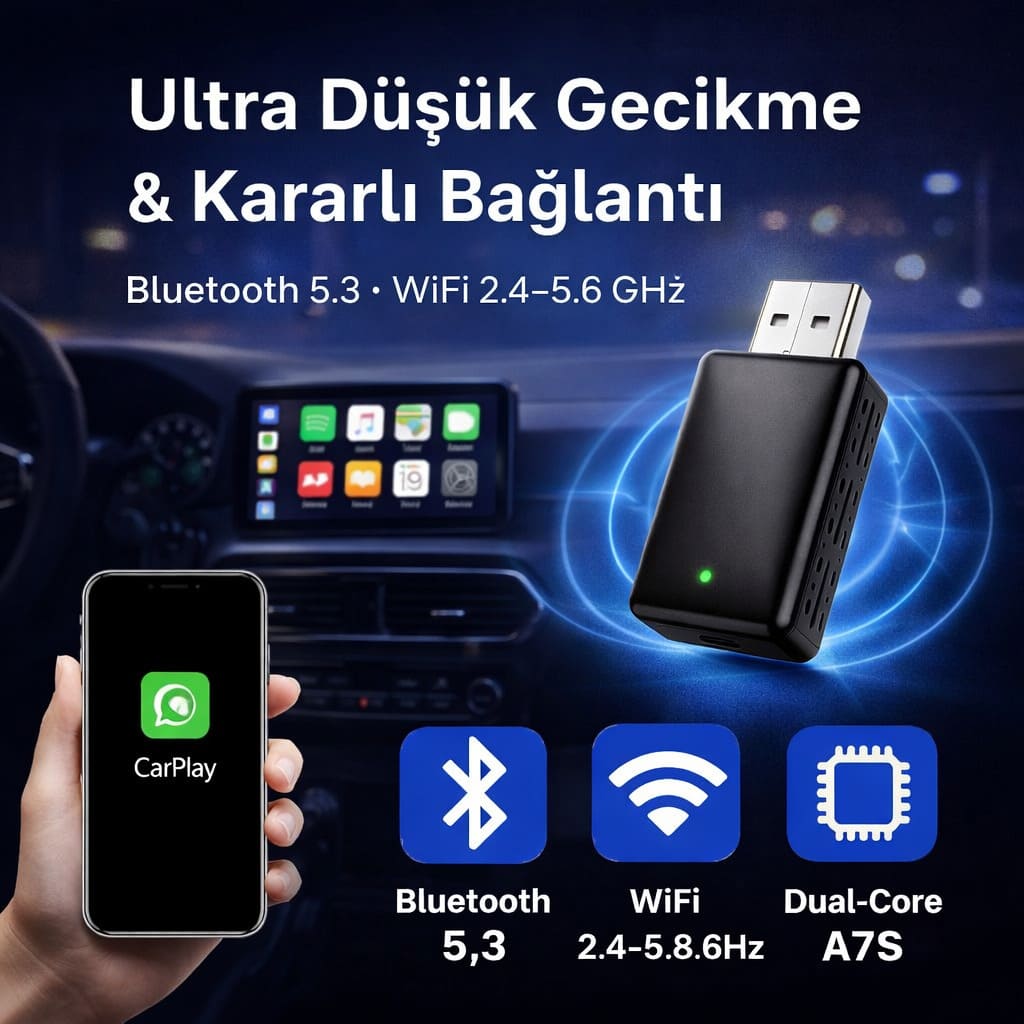 Kablosuz CarPlay & Android Auto Adaptörü