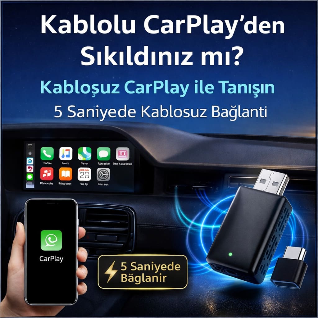 Kablosuz CarPlay & Android Auto Adaptörü