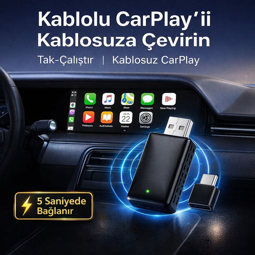 Kablosuz CarPlay & Android Auto Adaptörü