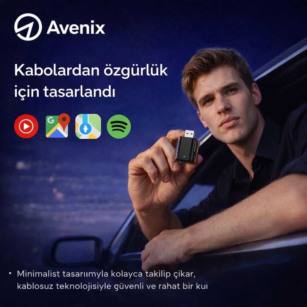 Kablosuz CarPlay & Android Auto Adaptörü