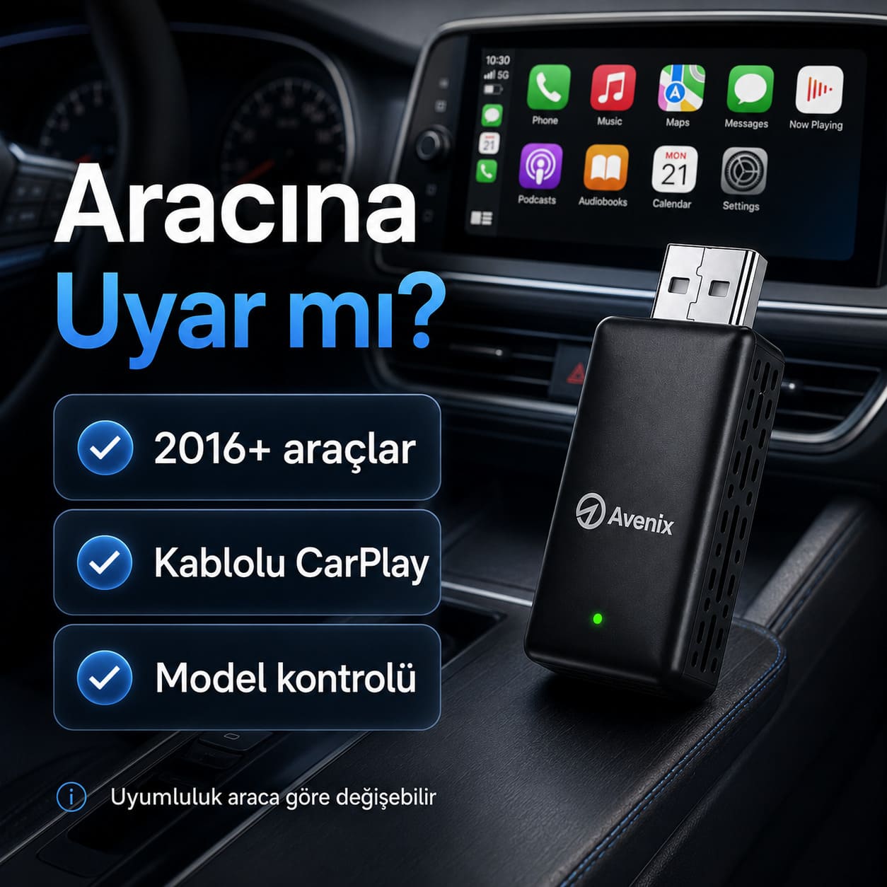 Kablosuz CarPlay & Android Auto Adaptörü