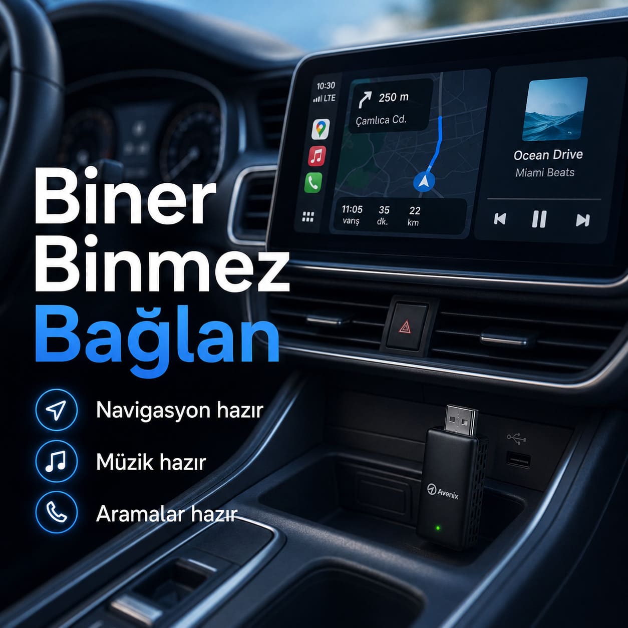 Kablosuz CarPlay & Android Auto Adaptörü