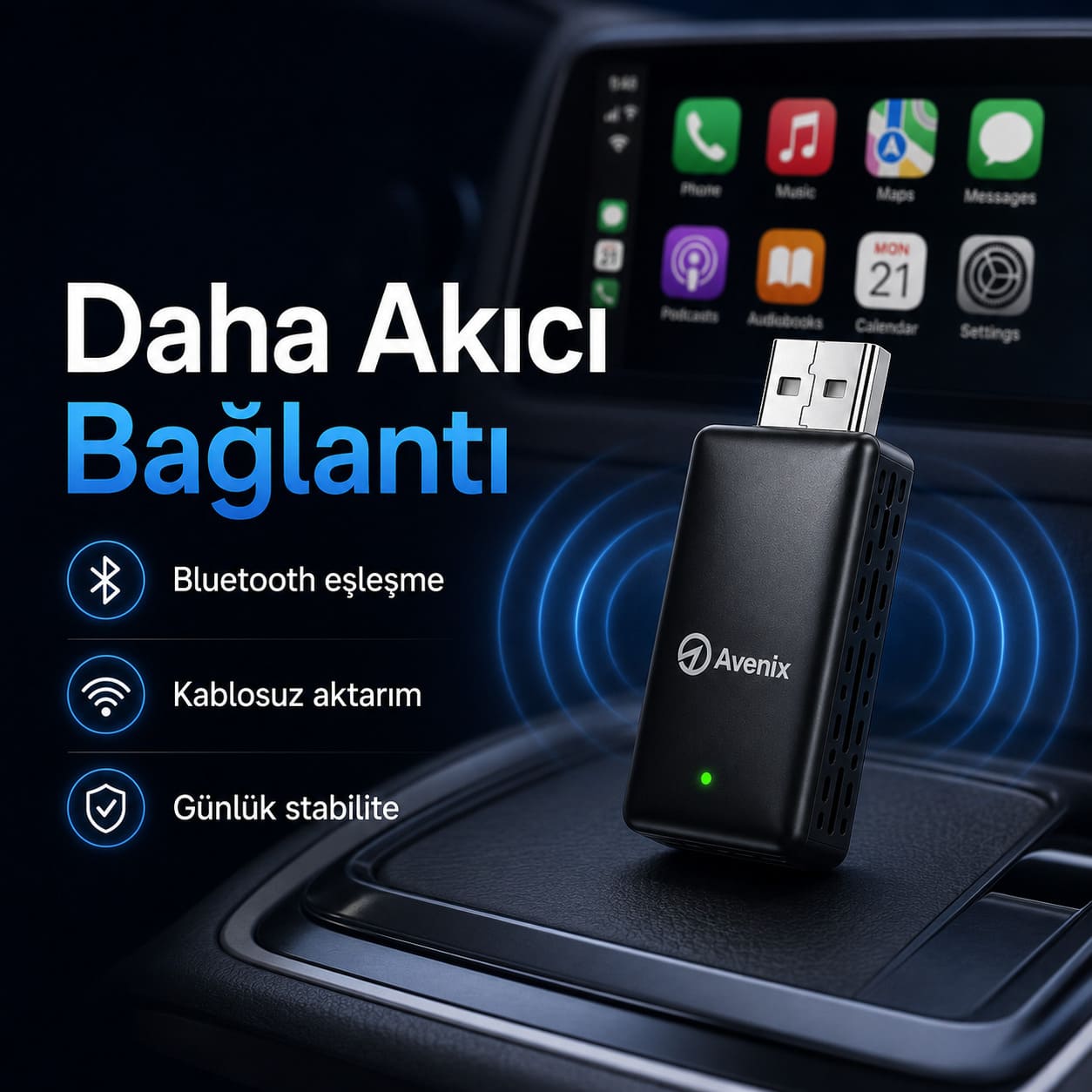 Kablosuz CarPlay & Android Auto Adaptörü