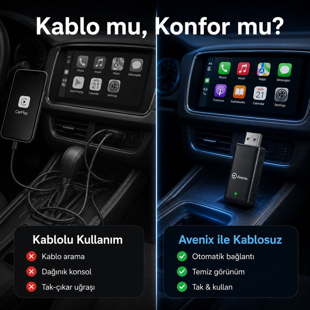 Kablosuz CarPlay & Android Auto Adaptörü