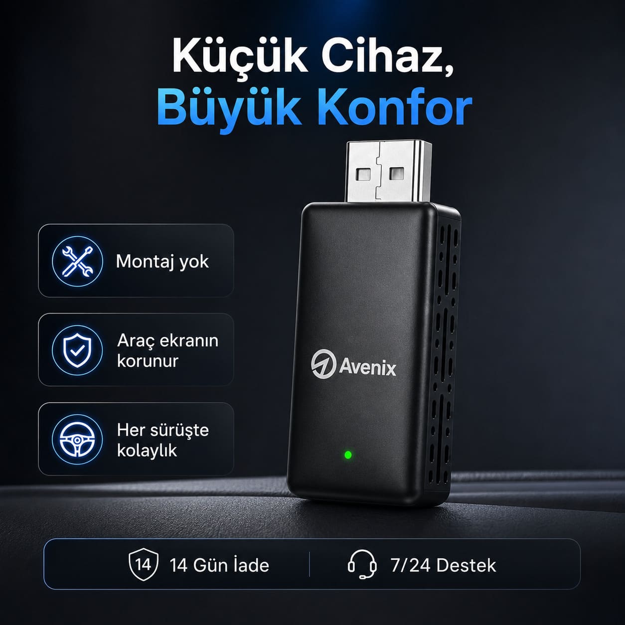Kablosuz CarPlay & Android Auto Adaptörü